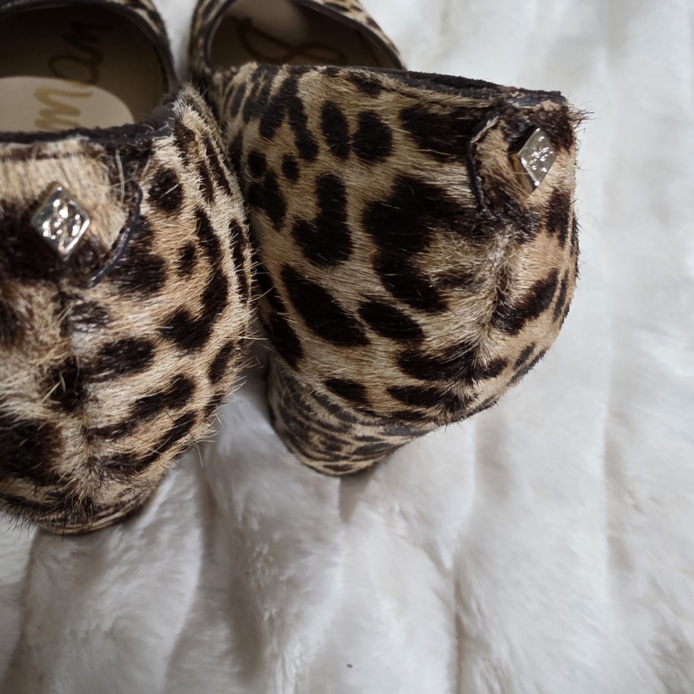 Sam Edelman's Calf Hair Leopard Print Block Heel Pumps Size 8 1/2 - Picture 3 of 13